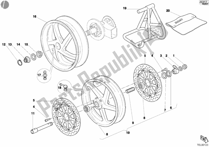 All parts for the Wheels of the Ducati Superbike 998 Final Edition Single-seat 2004